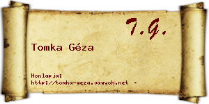 Tomka Géza névjegykártya